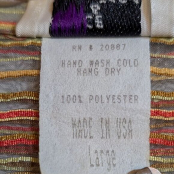 VTG Burnout Top Striped Sheer Button-Up Roll Tab Made In USA Grace & Tara Large - Picture 5 of 7